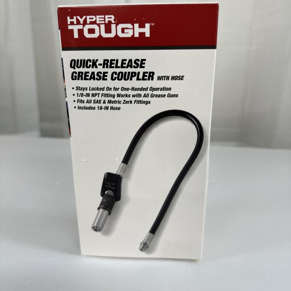 Hyper Tough Quick Release Grease Coupler With 18" Hose New